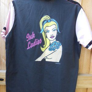 Ink Ladies Pink and Black top, Size Medium